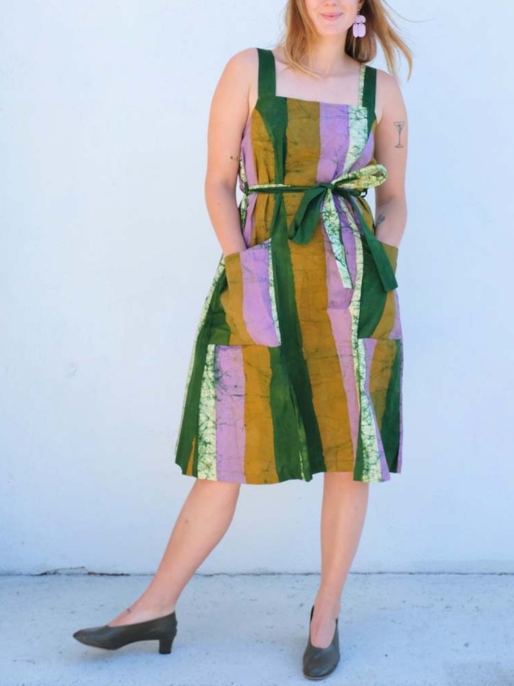 Osei Duro Amplo Striped Patchwork Cotton Dress Size: L